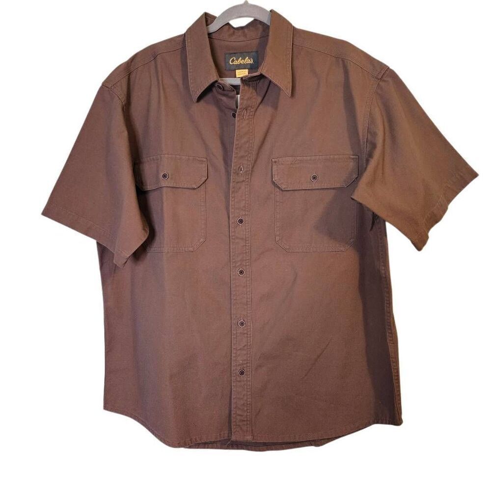 Cabela's mens work shirt, brown short sleeved. Size L. NWT.  # 801